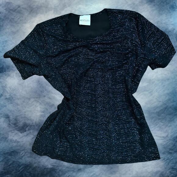 Vampy Black Glittery 80s Shirt - Picture 1 of 6